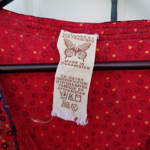 Papillon midi a line red vintage floral dress - Picture 4 of 8